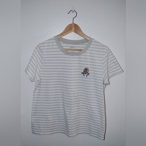 Rare Uniqlo X Keith Haring Embroidered Striped T-Shirt, Size Large